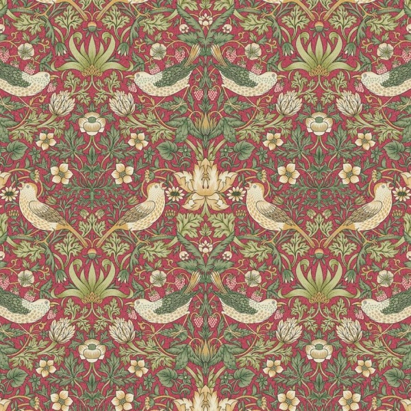 William Morris Strawberry Thief Oilcloth in Crimson